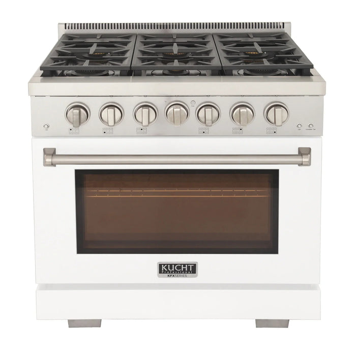 Kucht Professional 36-Inch 5.2 cu. ft. Propane Gas Range in White with True Simmer Burners (KFX3600X/LP-W)