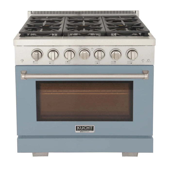 Kucht Professional 36-Inch 5.2 cu. ft. Propane Gas Range in Light Blue with True Simmer Burners (KFX3600X/LP-LB)