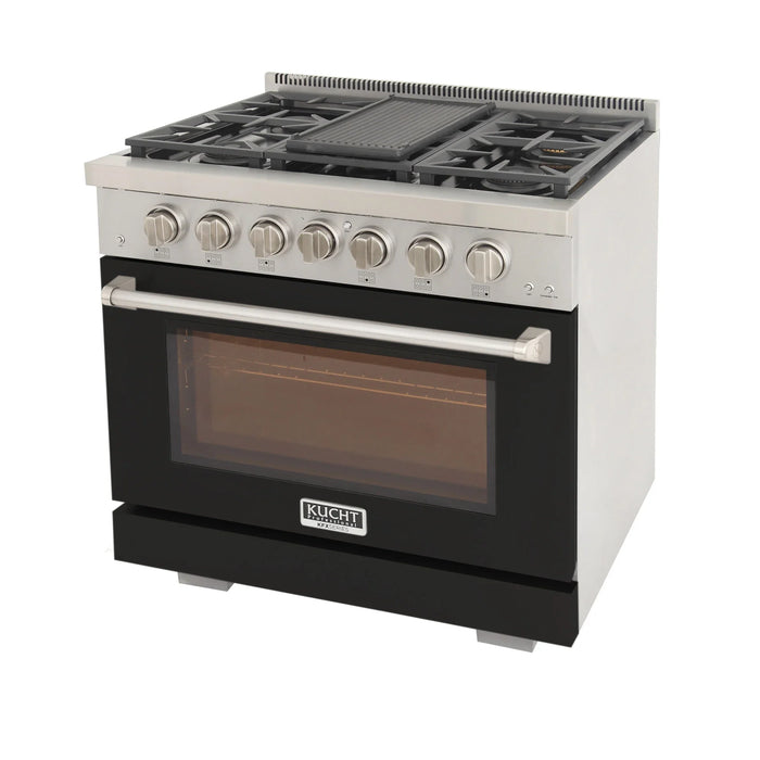 Kucht Professional 36-Inch 5.2 cu. ft. Gas Range in Black with Silver Accents (KFX360-BK)