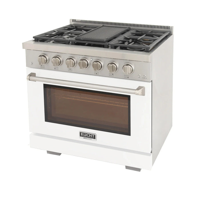Kucht Professional 36-Inch 5.2 cu. ft. Propane Gas Range in White with True Simmer Burners (KFX3600X/LP-W)