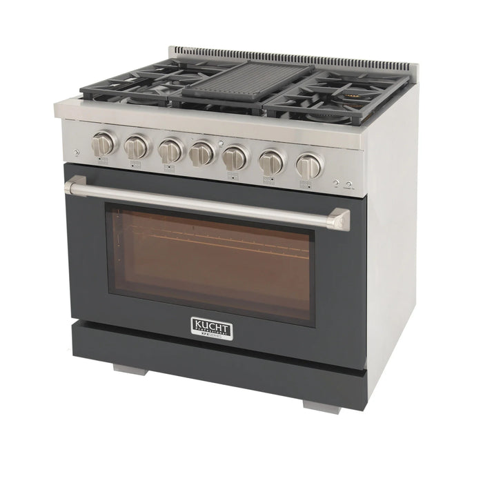 Kucht Professional 36-Inch 5.2 cu. ft. Gas Range in Gray with Silver Accents (KFX360-GY)