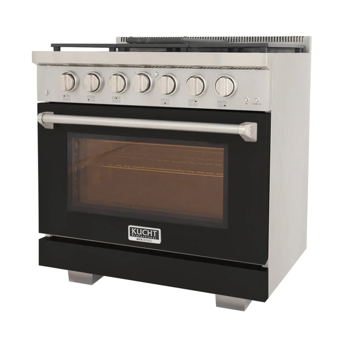 Kucht Professional 36-Inch 5.2 cu. ft. Propane Gas Range in Black with True Simmer Burners (KFX3600X/LP-BK)