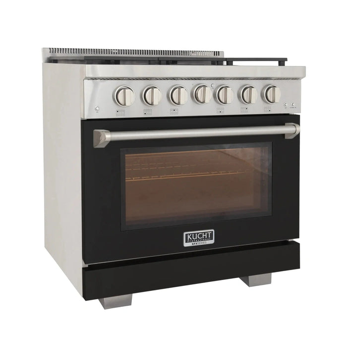 Kucht Professional 36-Inch 5.2 cu. ft. Gas Range in Black with True Simmer Burners (KFX3600X-BK)