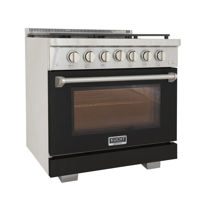 Kucht Professional 36-Inch 5.2 cu. ft. Propane Gas Range in Black with True Simmer Burners (KFX3600X/LP-BK)