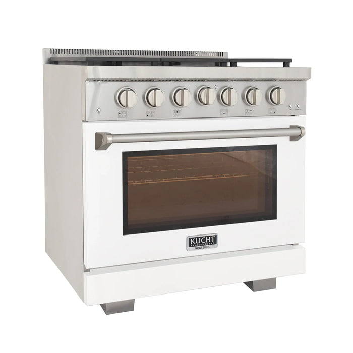 Kucht Professional 36-Inch 5.2 cu. ft. Propane Gas Range in White with True Simmer Burners (KFX3600X/LP-W)