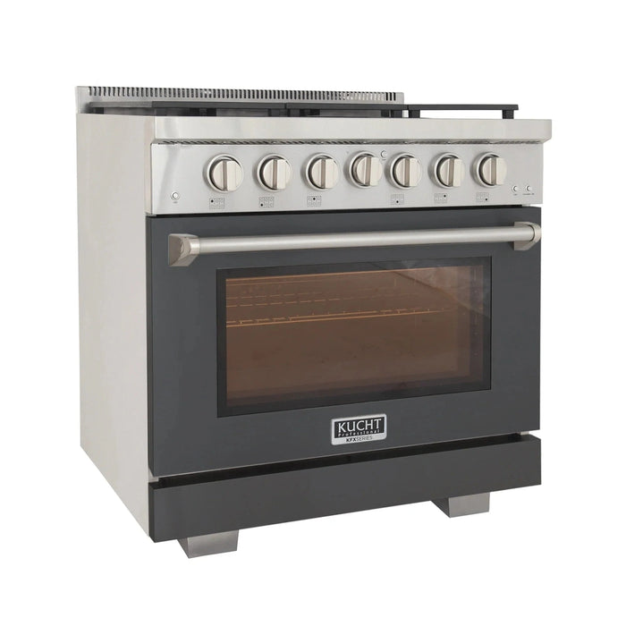 Kucht Professional 36-Inch 5.2 cu. ft. Gas Range in Cement Gray with True Simmer Burners (KFX3600X-GY)