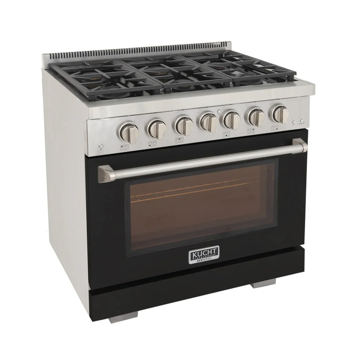 Kucht Professional 36-Inch 5.2 cu. ft. Propane Gas Range in Black with True Simmer Burners (KFX3600X/LP-BK)