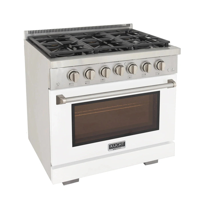 Kucht Professional 36-Inch 5.2 cu. ft. Gas Range in White with True Simmer Burners (KFX3600X-W)