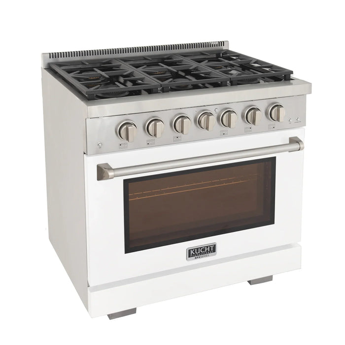Kucht Professional 36-Inch 5.2 cu. ft. Propane Gas Range in White with True Simmer Burners (KFX3600X/LP-W)