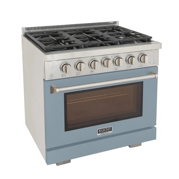 Kucht Professional 36-Inch 5.2 cu. ft. Propane Gas Range in Light Blue with True Simmer Burners (KFX3600X/LP-LB)