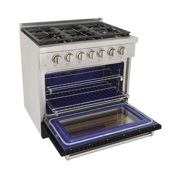 Kucht Professional 36-Inch 5.2 cu. ft. Propane Gas Range in Black with True Simmer Burners (KFX3600X/LP-BK)