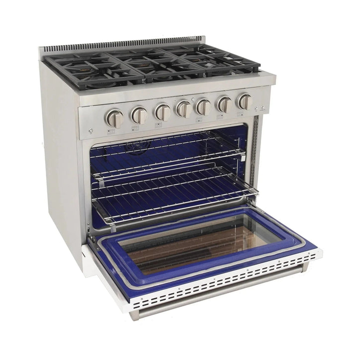 Kucht Professional 36-Inch 5.2 cu. ft. Propane Gas Range in White with Silver Accents (KFX360/LP-W)