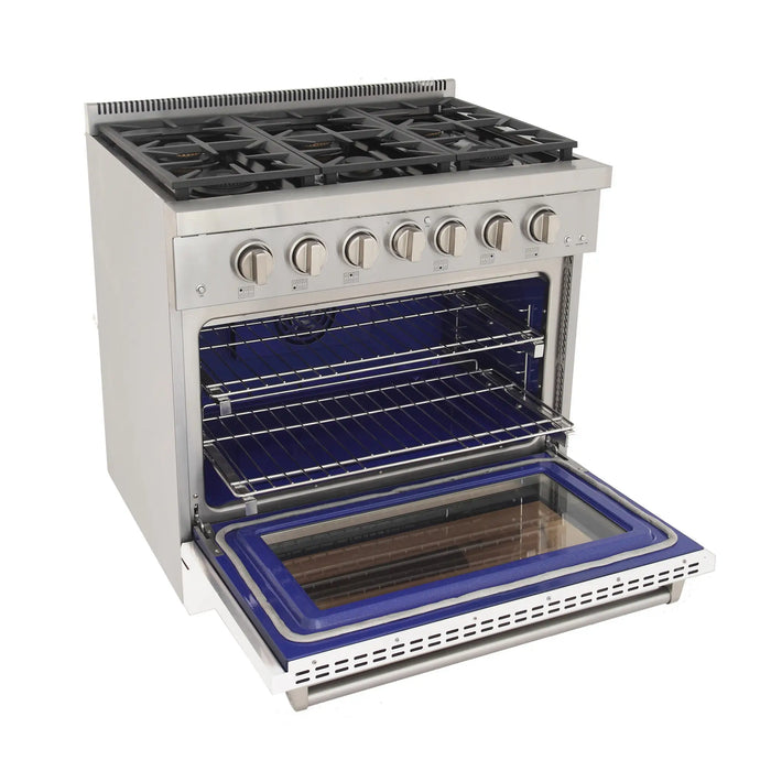 Kucht Professional 36-Inch 5.2 cu. ft. Propane Gas Range in White with True Simmer Burners (KFX3600X/LP-W)