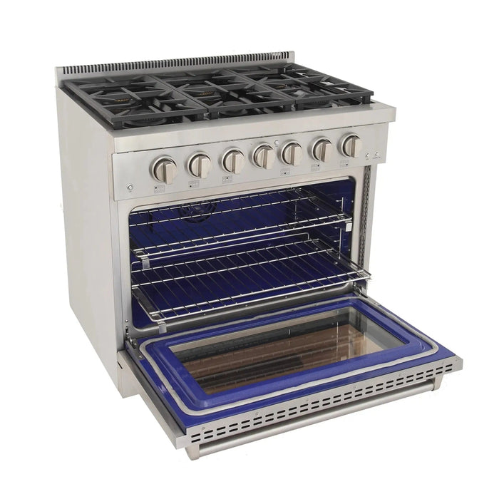 Kucht Professional 36-Inch 5.2 cu. ft. Propane Gas Range in Stainless Steel with True Simmer Burners (KFX3600X/LP-S)