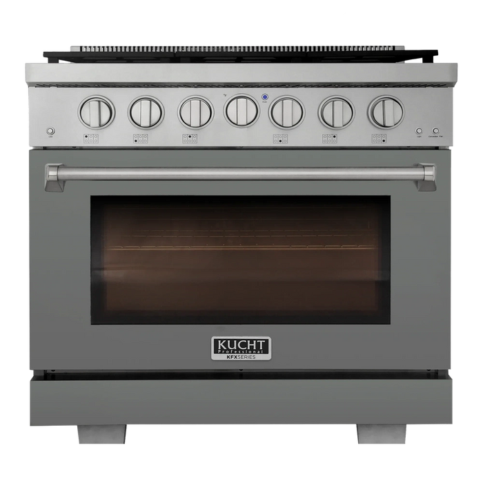 Kucht Professional 36-Inch 5.2 cu. ft. Gas Range in Cement Gray with True Simmer Burners (KFX3600X-GY)