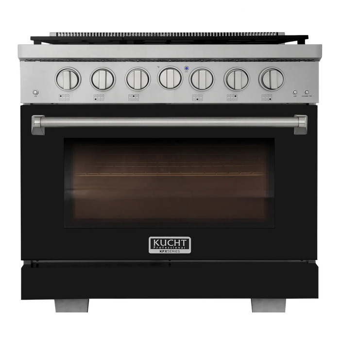 Kucht Professional 36-Inch 5.2 cu. ft. Gas Range in Black with True Simmer Burners (KFX3600X-BK)
