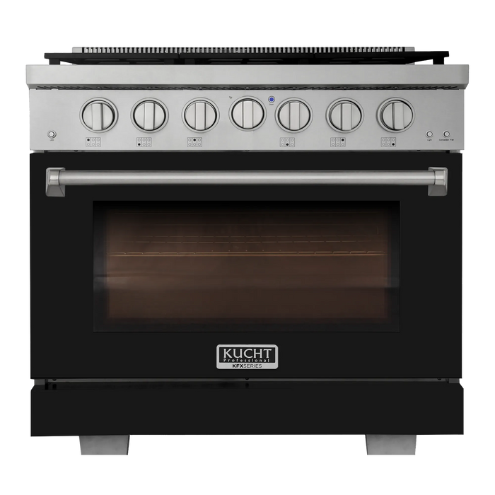 Kucht Professional 36-Inch 5.2 cu. ft. Propane Gas Range in Black with True Simmer Burners (KFX3600X/LP-BK)
