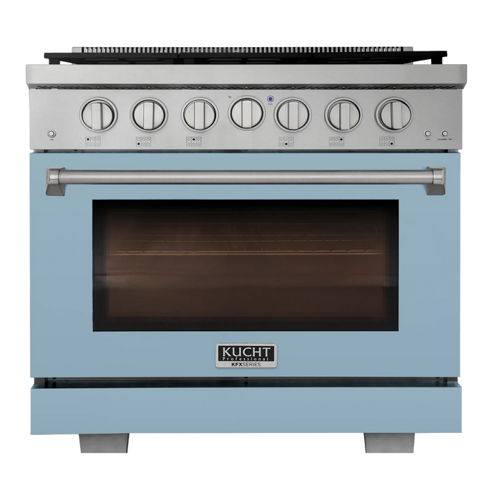 Kucht Professional 36-Inch 5.2 cu. ft. Gas Range in Light Blue with True Simmer Burners (KFX3600X-LB)