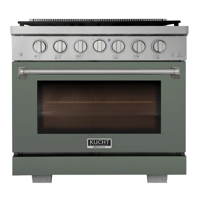 Kucht Professional 36-Inch 5.2 cu. ft. Gas Range in Olive Green with True Simmer Burners (KFX3600X-G)