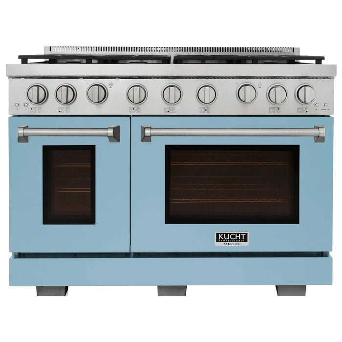 Kucht Professional 48-Inch 6.7 cu. ft. Propane Gas Range in Light Blue with True Simmer Burners (KFX4800X/LP-LB)