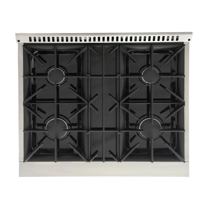 Kucht 30-Inch Pro-Style Dual Fuel Range with 4.2 cu. ft. Electric Oven and 4 Gas Burners in Gray (KDF302-GR)