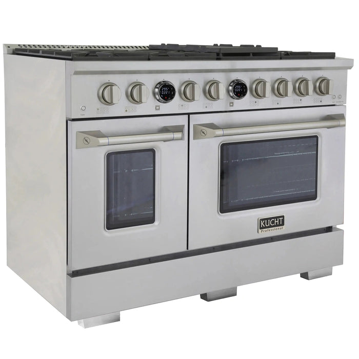 Kucht Horus 48-Inch Dual Fuel Range in Propane Gas with  6.7 cu. ft. Electric Oven & 8 Gas Burners in Stainless Steel with Digital Thermostat (KXP48-SS/LP)