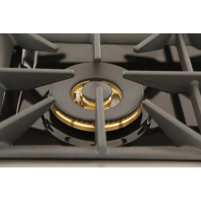 Kucht Signature 48-Inch Propane Gas Range with Convection Oven in White with White Knobs & Gold H&le (KNG481/LP-W-GOLD)