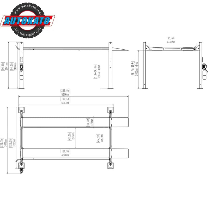 Katool 11,000lbs 4 Post Lift | KT-4H110