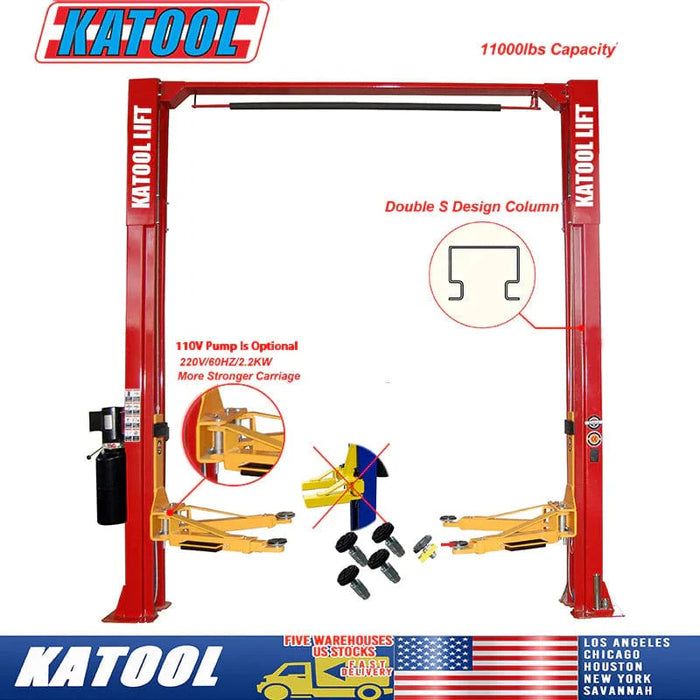 Katool Two Post Clear-floor Vehicle Lift 11,000lbs | KT-M110