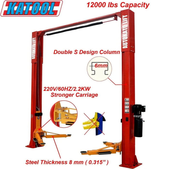Katool Two Post Clear-floor Vehicle Lift 12,000lbs | KT-M120