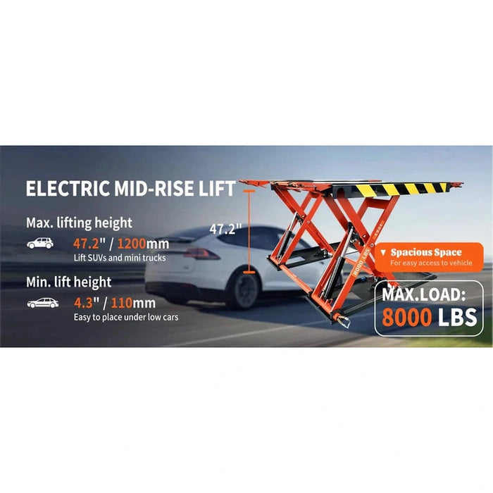 Katool 8000 lbs Electric Mid Rise Scissor Lift | X90E
