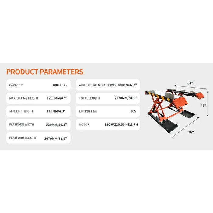 Katool 8000 lbs Electric Mid Rise Scissor Lift | X90E
