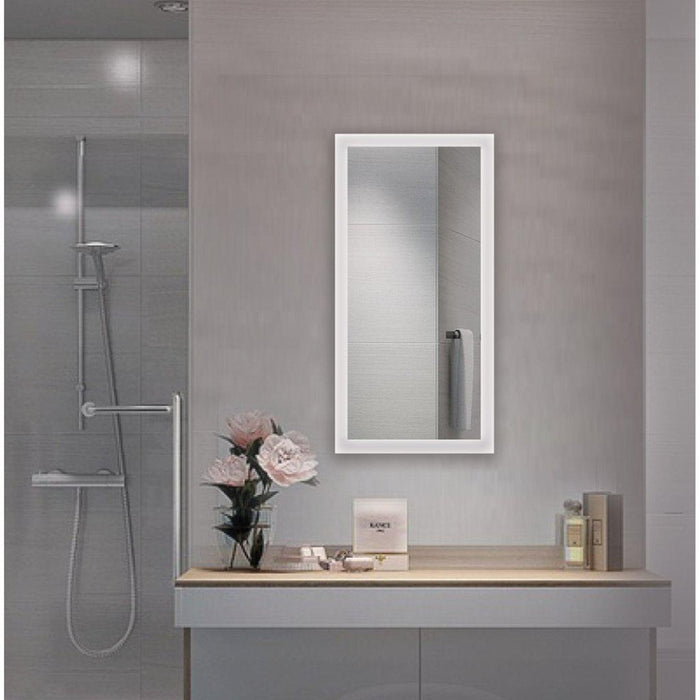 Krugg Reflections Bijou 15" x 30" Small Rectangular Wall-Mounted 5000K LED Bathroom Vanity Mirror With Built-in Defogger and Dimmer