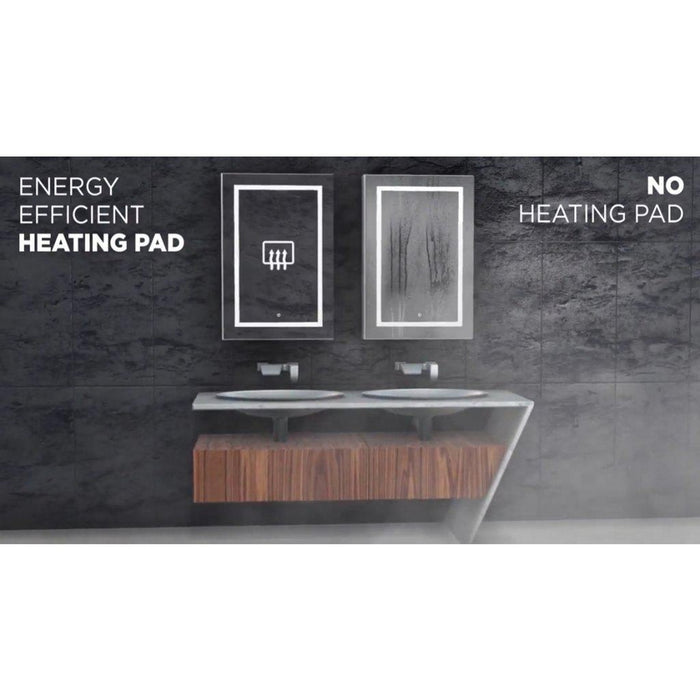 Krugg Reflections Bijou 15" x 30" Small Rectangular Wall-Mounted 5000K LED Bathroom Vanity Mirror With Built-in Defogger and Dimmer