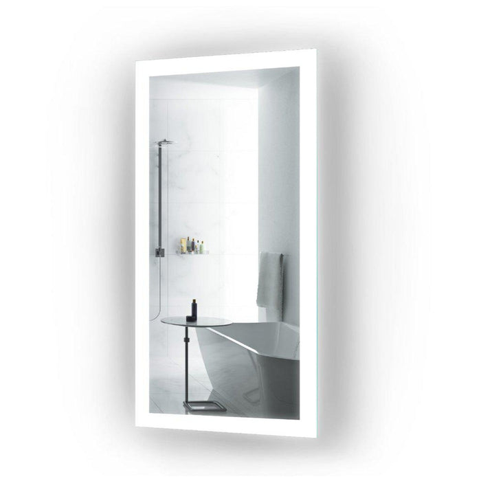 Krugg Reflections Bijou 15" x 30" Small Rectangular Wall-Mounted 5000K LED Bathroom Vanity Mirror With Built-in Defogger and Dimmer