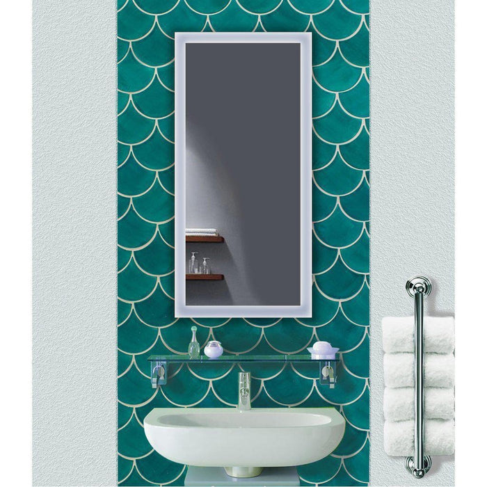 Krugg Reflections Bijou 15" x 30" Small Rectangular Wall-Mounted 5000K LED Bathroom Vanity Mirror With Built-in Defogger and Dimmer