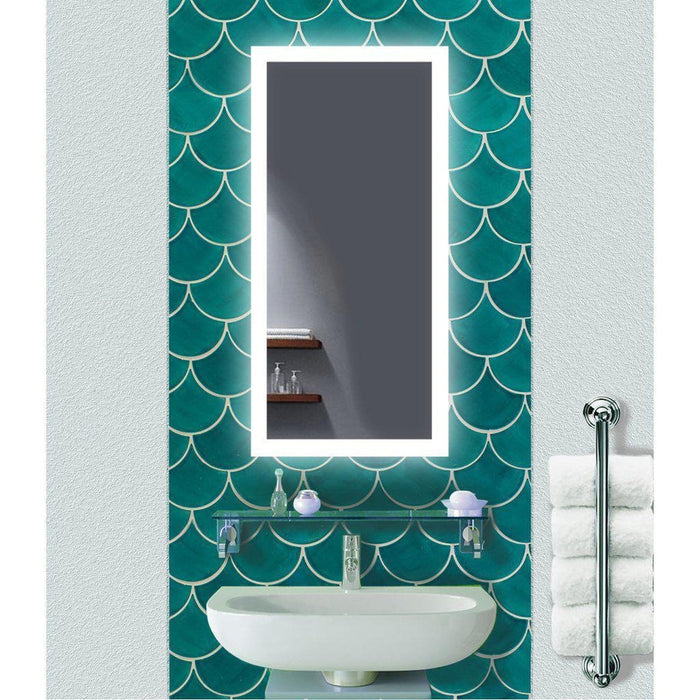 Krugg Reflections Bijou 15" x 30" Small Rectangular Wall-Mounted 5000K LED Bathroom Vanity Mirror With Built-in Defogger and Dimmer