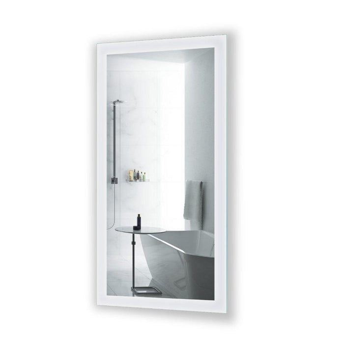 Krugg Reflections Bijou 15" x 30" Small Rectangular Wall-Mounted 5000K LED Bathroom Vanity Mirror With Built-in Defogger and Dimmer