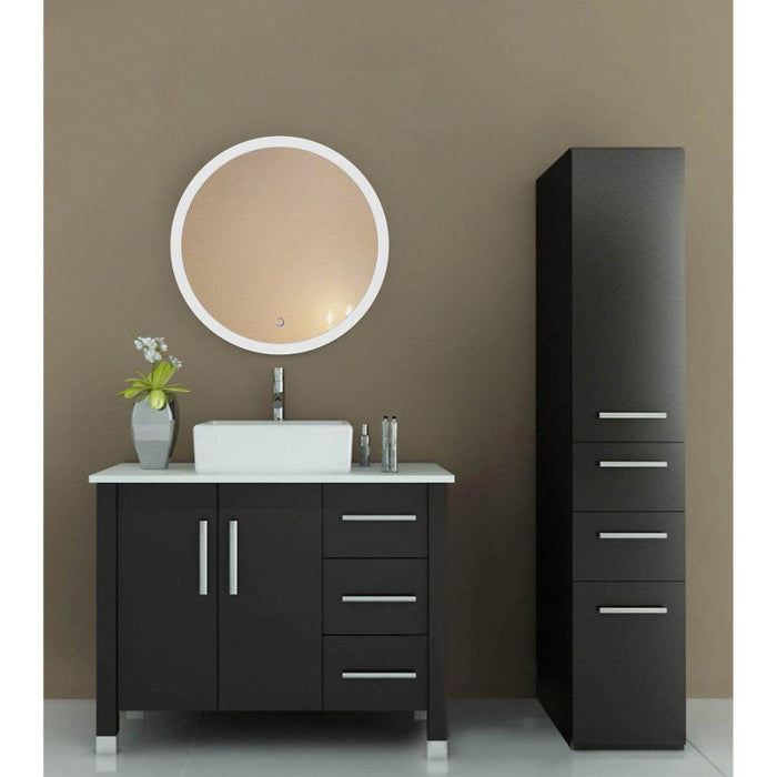Krugg Reflections Icon 24" x 24" 5000K Round Wall-Mounted Illuminated Silver Backed LED Mirror With Built-in Defogger and Touch Sensor On/Off Built-in Dimmer