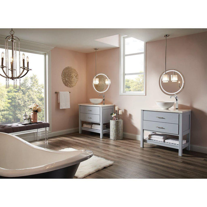 Krugg Reflections Icon 24" x 24" 5000K Round Wall-Mounted Illuminated Silver Backed LED Mirror With Built-in Defogger and Touch Sensor On/Off Built-in Dimmer