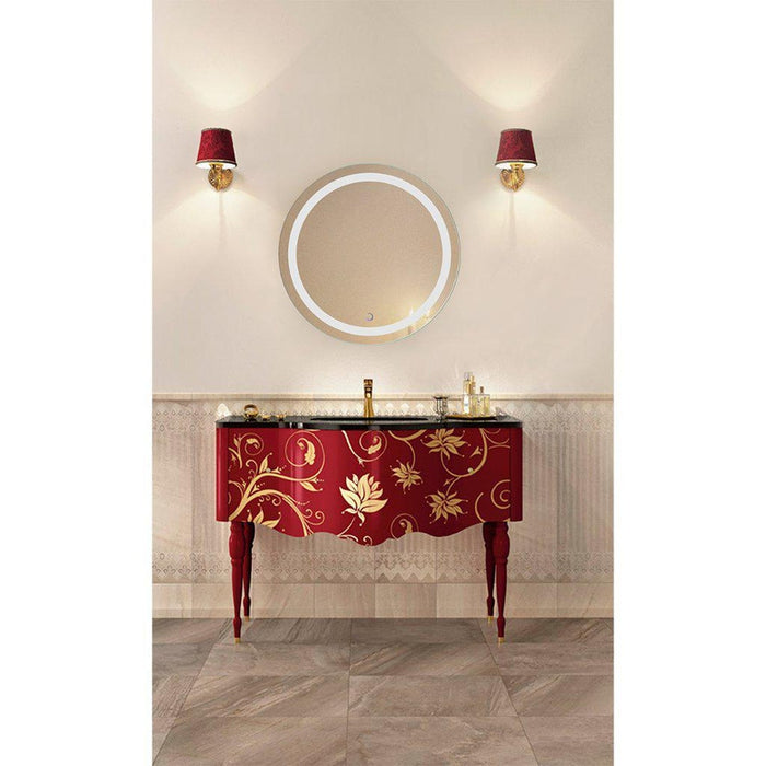 Krugg Reflections Icon 24" x 24" 5000K Round Wall-Mounted Illuminated Silver Backed LED Mirror With Built-in Defogger and Touch Sensor On/Off Built-in Dimmer