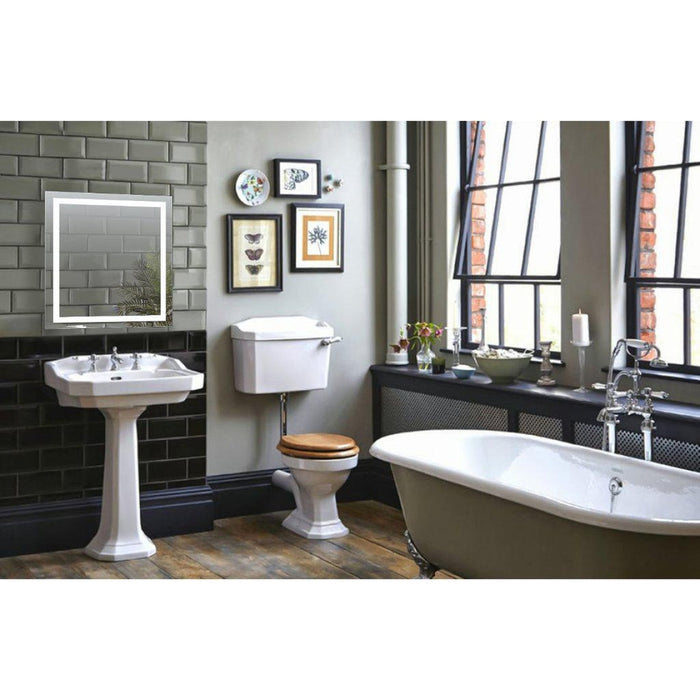 Krugg Reflections Icon 24" x 24" 5000K Square Wall-Mounted Illuminated Silver Backed LED Mirror With Built-in Defogger and Touch Sensor On/Off Built-in Dimmer