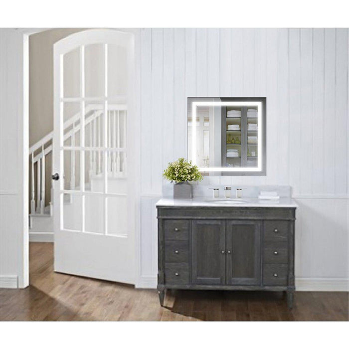 Krugg Reflections Icon 24" x 24" 5000K Square Wall-Mounted Illuminated Silver Backed LED Mirror With Built-in Defogger and Touch Sensor On/Off Built-in Dimmer