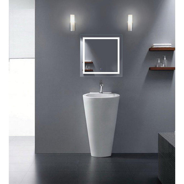 Krugg Reflections Icon 24" x 24" 5000K Square Wall-Mounted Illuminated Silver Backed LED Mirror With Built-in Defogger and Touch Sensor On/Off Built-in Dimmer