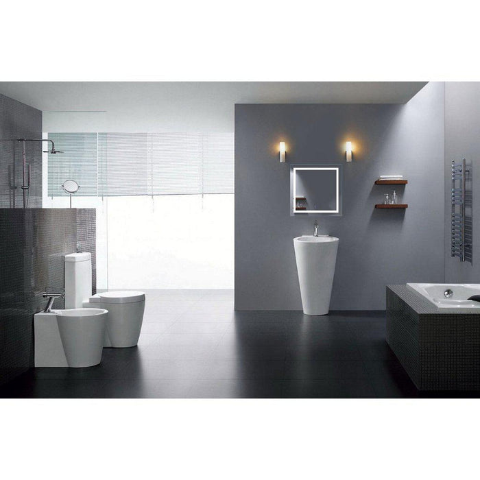 Krugg Reflections Icon 24" x 24" 5000K Square Wall-Mounted Illuminated Silver Backed LED Mirror With Built-in Defogger and Touch Sensor On/Off Built-in Dimmer