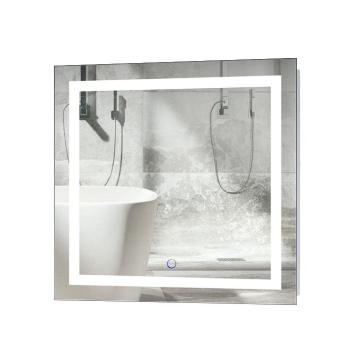 Krugg Reflections Icon 24" x 24" 5000K Square Wall-Mounted Illuminated Silver Backed LED Mirror With Built-in Defogger and Touch Sensor On/Off Built-in Dimmer