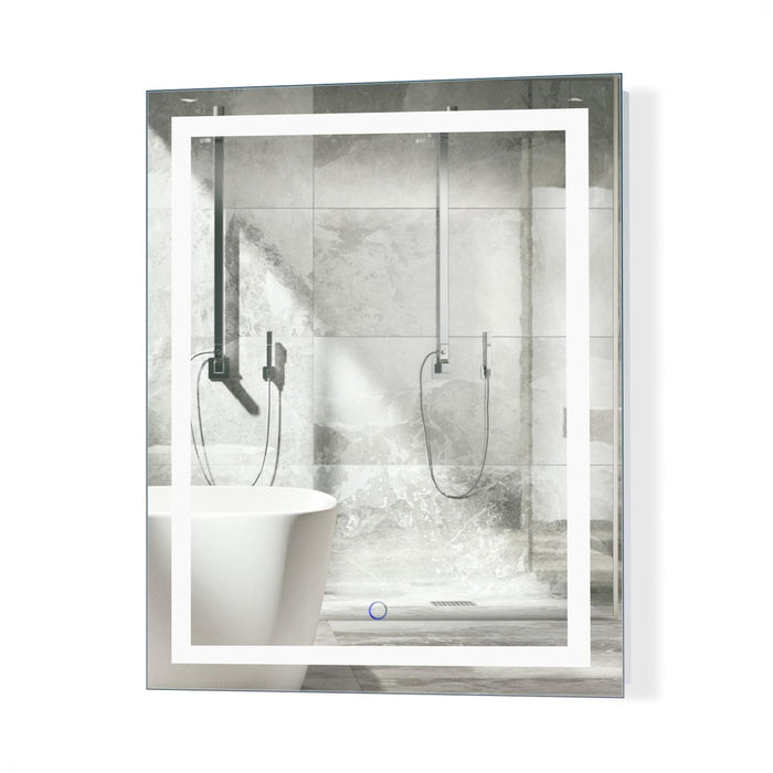 Krugg Reflections Icon 24" x 30" 5000K Rectangular Wall-Mounted Illuminated Silver Backed LED Mirror With Built-in Defogger and Touch Sensor On/Off Built-in Dimmer