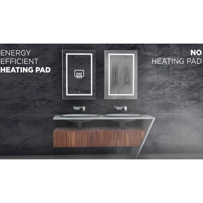 Krugg Reflections Icon 24” x 42” 5000K Oval Wall-Mounted Illuminated Silver Backed LED  Mirror With Built-in Defogger and Touch Sensor On/Off Built-in Dimmer