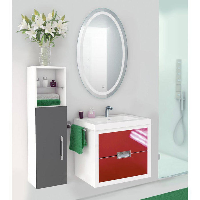 Krugg Reflections Icon 24” x 42” 5000K Oval Wall-Mounted Illuminated Silver Backed LED  Mirror With Built-in Defogger and Touch Sensor On/Off Built-in Dimmer