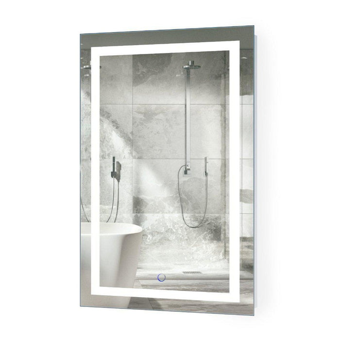 Krugg Reflections Icon 32" x 20" 5000K Rectangular Wall-Mounted Illuminated Silver Backed LED Mirror With Built-in Defogger and Touch Sensor On/Off Built-in Dimmer